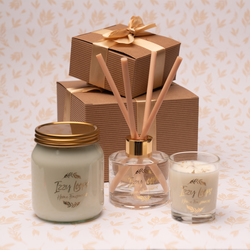 Trio gift box - Honey jar Candle, Votive candle & diffuser gift box